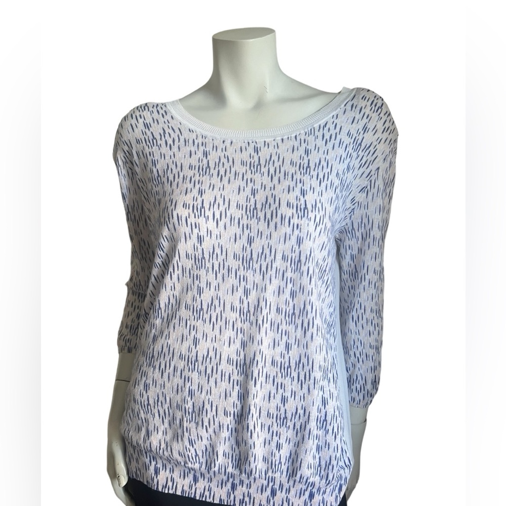 Sita Murt  Blouse Size Medium White & Blue Flowy Top